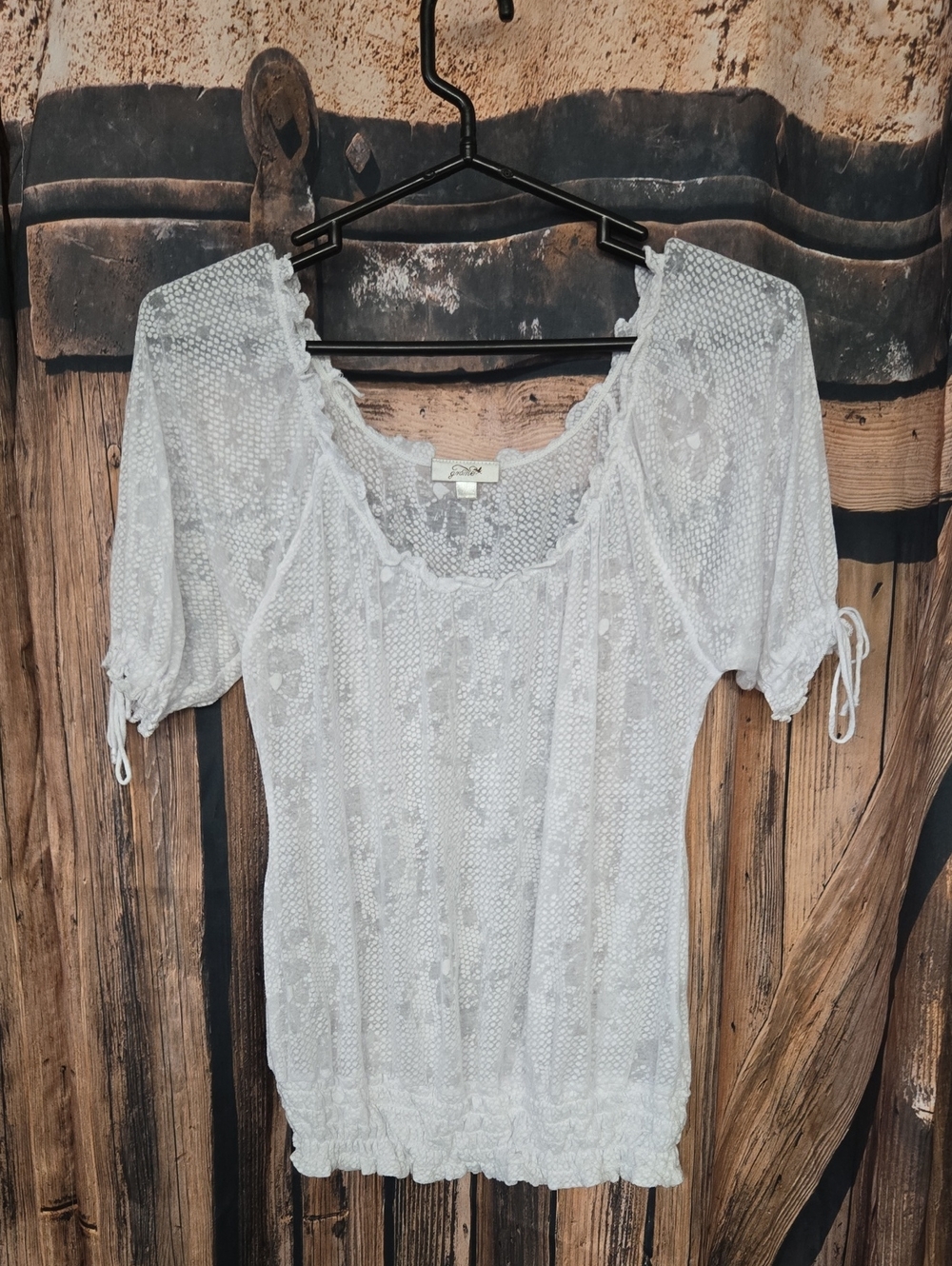 White Lace Peasant Top - Women